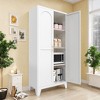 KWPZQEB Metal Storage Cabinet with 2 Doors and Adjustable Shelves - 61" Steel Storage Cabinet for Office, Home, Garage (White) - 4 of 4
