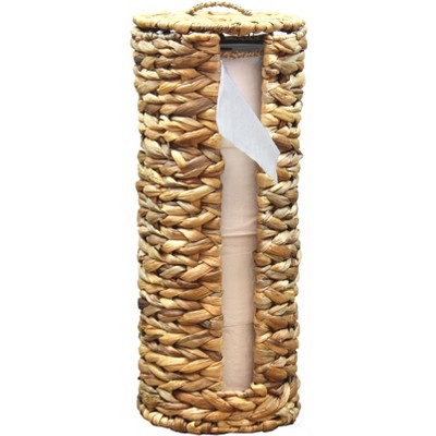 Vintiquewise Wicker Water Hyacinth Tall Toilet Tissue Paper Holder for 4 wide rolls