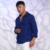 Campus Sutra Men Men's Indigo Blue Solid Woven Shirt - 3 of 4