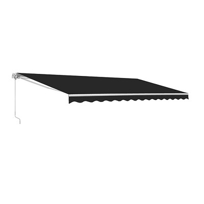 Black 10' x 8' Retractable Patio Awning with White Frame