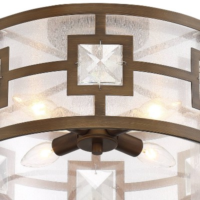 19" Crystal Bronze Drum Semi-Flush Mount Ceiling Light