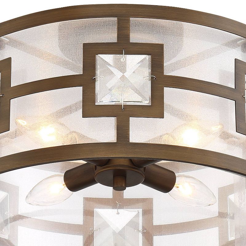 Possini Euro Design Deco Bling Modern Ceiling Light Semi Flush Mount Fixture 16" Wide Warm Bronze 3-Light Crystal Organza Drum Shade for Living Room, 3 of 9