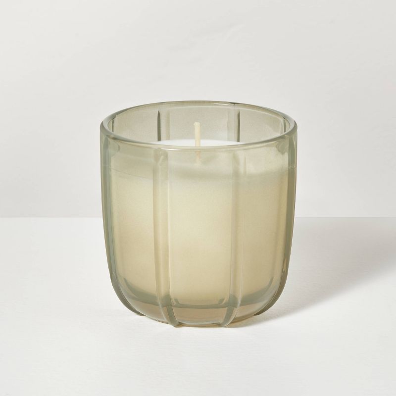 Tinted Glass Grapefruit & Herbs Ribbed Jar Candle Light Green - Hearth & Hand™ with Magnolia, 1 of 8