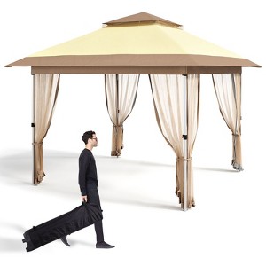 Gazebo Outdoor Pop up Canopy Tent with Curtains and 144 Square Shelter for Patio,Backyard Party, with Mosquito Netting, 2-Tiered Vented Top - 1 of 4