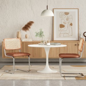 PAGED Rattan Dining Chairs Set of 2, Cantilevered Design Dining Room Chairs, Kitchen Side Chairs with Thickness Aluminum Legs for Kitchen - 1 of 4