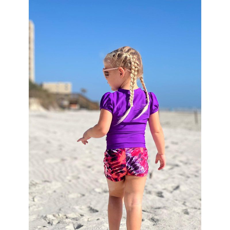 City Threads USA-Made Girls UPF 50+ Printed Swim Boy Shorts, 3 of 6