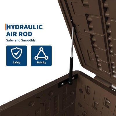 Hydraulic air rod inside lid with strut support