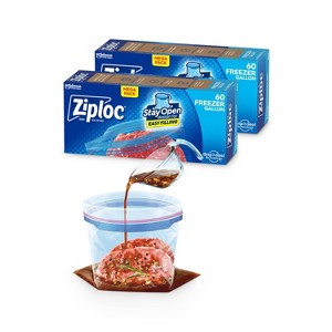 Ziploc Freezer Gallon Bags with Stand-Up Bottom - 120ct - 1 of 4