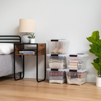 Clear 19qt Stackable Plastic Storage Bins with Lids and Buckles, 4 Pack