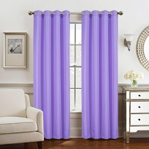 Olivia Gray Gilbert Solid Single Grommet Curtain Panel Pair - 54x84", Lilac - 1 of 4