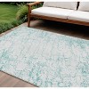 Teal Blue And Ivory Abstract Washable Indoor Outdoor Area Rug - 2 of 4