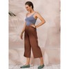 ECUPPER Womens Cotton Cropped Pants Loose Fit Wide Leg Capri Casual Plus Size Elastic Waist Trousers - 4 of 4