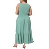 Agnes Orinda Women's Plus Size Round Neck Sleeveless Casual Tiered with Pockets Ruffle Maxi Sundresses - 4 of 4
