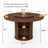 GDFStudio Elodie Rustic Wooden Round Dining Table with 2-Tier Storage Rack and Rotating Tabletop Tray - 3 of 4