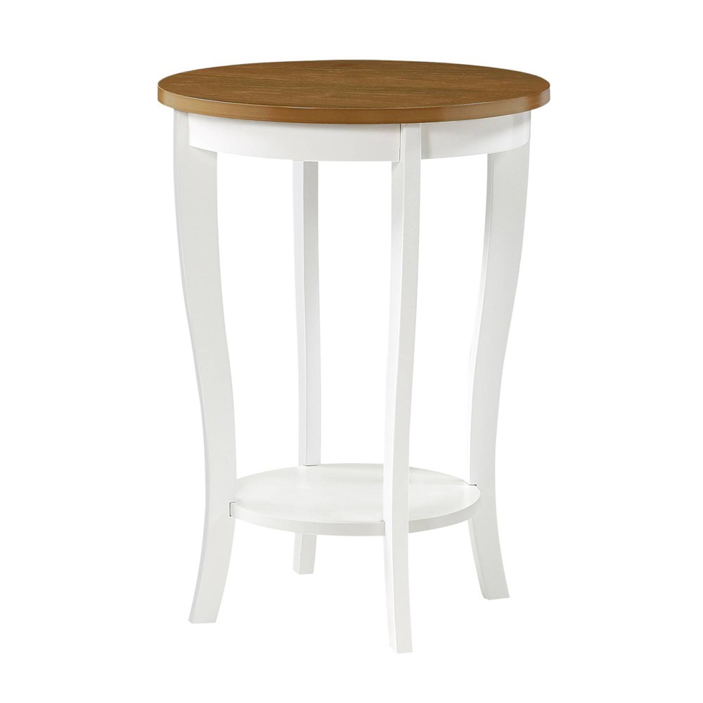 American Heritage Round End Table Driftwood Top/White - Breighton Home