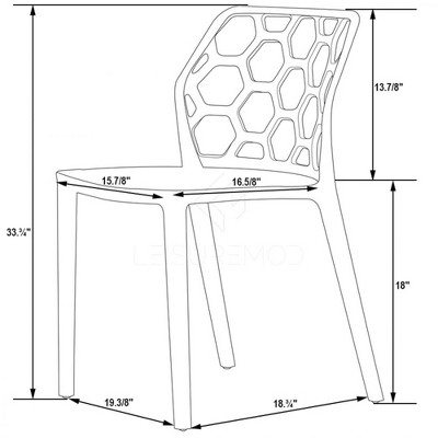 Hexagon Cut-Out Transparent Black Plastic Side Chair