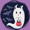 Girl's Design By Humans halloween ghost cat By ArtStyleAlice T-Shirt - 2 of 2