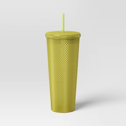 24oz Plastic Tumbler With Straw Clear Electric Yellow - Opalhouse
