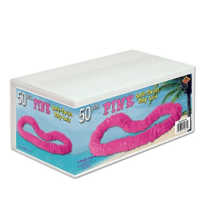 Beistle 1 1/2" x 36" Soft-Twist Poly Lei With Labeled Carton Pink 66355P50
