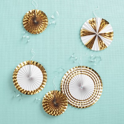 5ct Gold Paper Fans - Spritz&#8482;