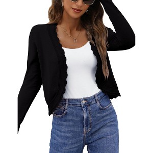 Coolmee Women's Cardigan Sweaters Open Front Long Sleeve Cropped Bolero Shrugs for Dresses - 1 of 4