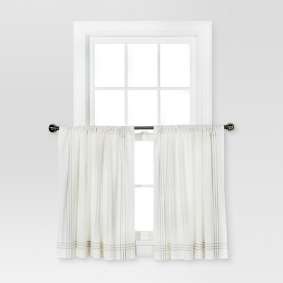 36"x42" Stiped Border Curtain Tiers Cream/Gray - Threshold™