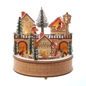 Kurt Adler 7.87-Inch Wooden LED Light-Up Santa Musical Christmas Village - 1 of 4