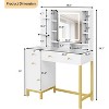 Makeup Vanity with Openable Mirror & Charging Power Outlet, 3 Colors Light, Vanity Desk with 8 Shelves & 4 Drawers for Bedroom Dressing Room, White - 2 of 4
