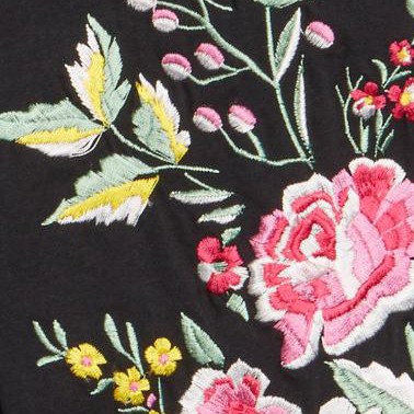black floral embroidery