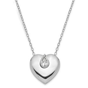 Black Bow Jewelry Sterling Silver & CZ Missing You Heart Ash Holder Necklace, 18 Inch - 1 of 4