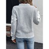 Women's V-Neck Long-Sleeve Sweater Casual Color-Block Lace Collar Jacquard Pullover - 2 of 4