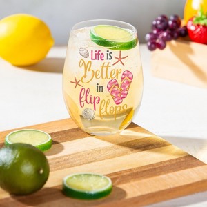 17 OZ Stemless Glass w/Box, Life is Better in Flip Flops - 1 of 2