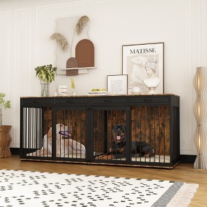 Famapy Spacious Large Double Dog Cage Furniture with Multiple Drawers - 1 of 4