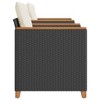 vidaXL 3 Piece Bistro Set with Cushions Black Poly Rattan Acacia Wood - 4 of 4