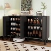 TiramisuBest 55.1"x13.7" Minimalist Shoe Cabinet with 5 Solid Wood Legs, 4-Door Fluted Storage Sideboard with Adjustable Shelves, White - 2 of 4