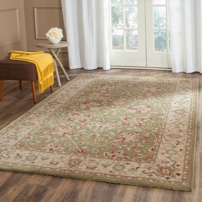 Sage and Beige Hand Tufted Wool Area Rug