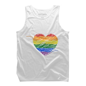 Adult Design By Humans Rainbow Colored String Pride Heart By corndesign Tank Top - 1 of 2