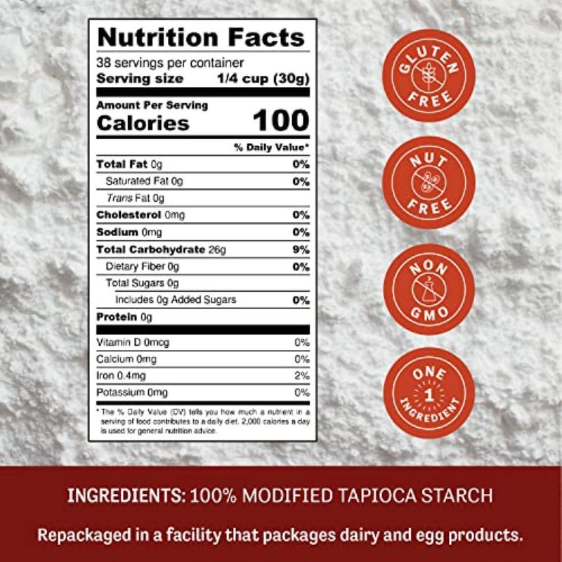 Judee's Expandex Modified Tapioca Starch 2.5lb Non-GMO Gluten-Free & Nut-Free, Thickens & Enhances Texture, Great for Making Tortillas, Bread & Bagels, 2 of 8