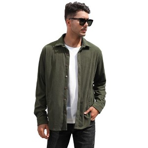 WhizMax Men's Corduroy Button-Up Lightweight Casual Shirt Jacket - 1 of 4