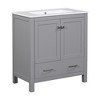 30" Bathroom Vanity Set With Drop In Sink, 2 Doors, 1 Drawer, Waterproof Paint Solid Wood Frame Bathroom Storage Cabinet - 2 of 4