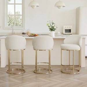 Spruce&Spring Upholstered Swivel Counter Bar Stool with Metal Frame and Arched Back - 1 of 4