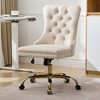 QingMoon Velvet Home Office Chair, Adjustable Swivel Desk Chair, Modern Ergonomic Computer Chair with Metal Base and Nailhead for Studio - 2 of 4