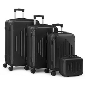 Karl Home 4 Piece Set ABS Trolley Cases Iron Trolley Rod Black - 1 of 2