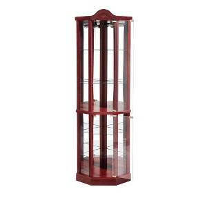 ChicFurnit Decorative Storage Cabinet Elegant Corner Curio Cabinet with Adjustable Shelves for Home or Office, Brown, 44.49"*20.08"*10.55" - 1 of 4