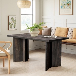 MAYEERTY 63" End Table, Farmhouse Kitchen Table with Large Tabletop for 4-6 - 1 of 4