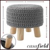 Hand-Knitted Cotton Pouf Ottoman Footstool, 13" Round x 11" High, Compact Boho Accent Footrest for Living Room and Bedroom - 3 of 4