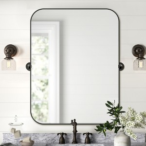 Lirago Wrought Iron Swivel Mirror Tempered Glass 23"H x 0.98"D x 32"W Black - 1 of 4