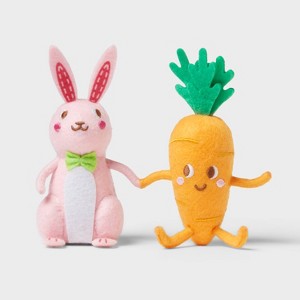 Felt Bunny and Carrot Duo Easter Figurine - Spritz™ - 1 of 3