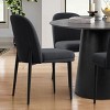5-Piece Round Dining Table Set, 42'' Black Wood Table and 4 Linen Blend Upholstered Chairs, Modern Kitchen or Apartment Furniture-Maison Boucle - 3 of 4