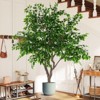 Tangkula 8.2 FT Tall Artificial Ficus Tree w/ Leaves Wide Stable Cement-filled Pot - 2 of 4